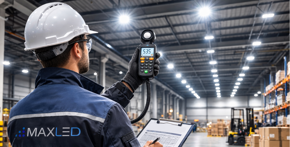 Tabla de niveles de iluminación (lux) en industria, laboratorios y oficinas según normativa